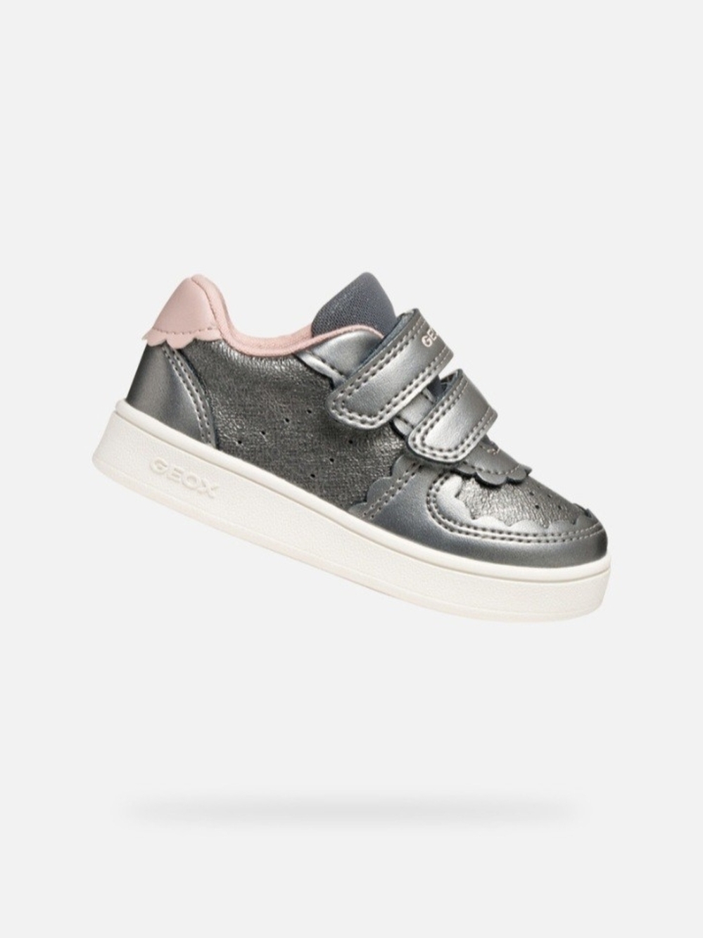 Geox Kids Metallic Gray and Pink Hook-and-Loop Sneakers Eclyper Toddler